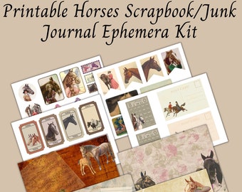 Printable Horses Scrapbook download junk journal horses paper craft digital ephemera for journal instant download pdf