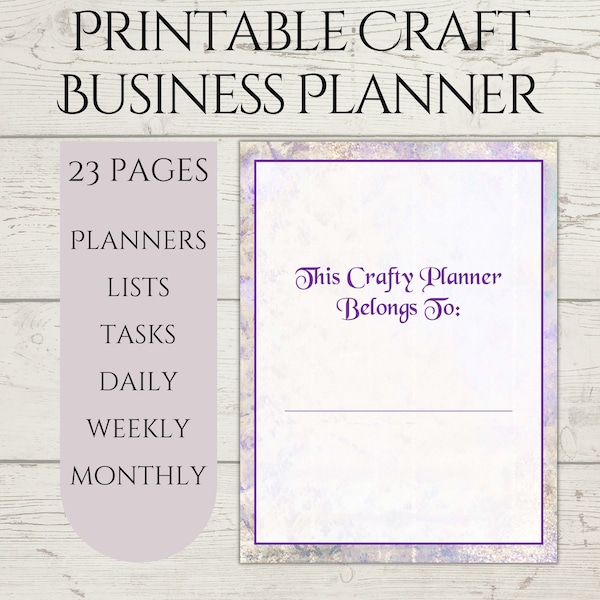 Printable Craft Planner, Craft Business Planner, Lists, Tasks, Daily, Weekly, Monthly, Instant Download PDF