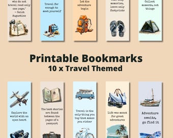 10 x Reise Lesezeichen, Junk Journal Ephemera, Instant Download PDF