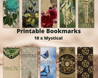 Printable 10 x Mystical Bookmarks, Instant Download PDF