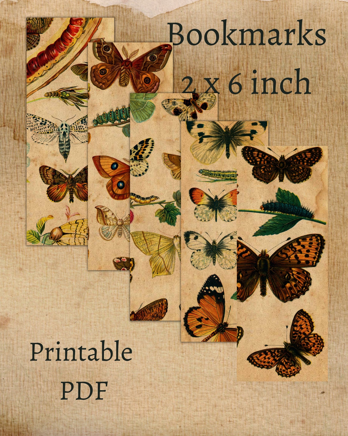 Printable 10 X Vintage Butterflies Bookmarks, Instant Download PDF - Etsy