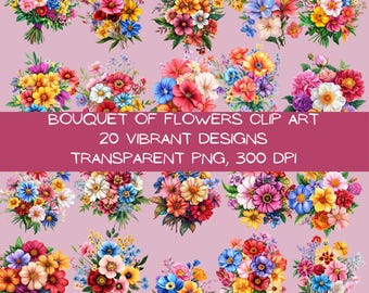 Flower Bouquet Clip Art, 20 transparent png images, 300 dpi