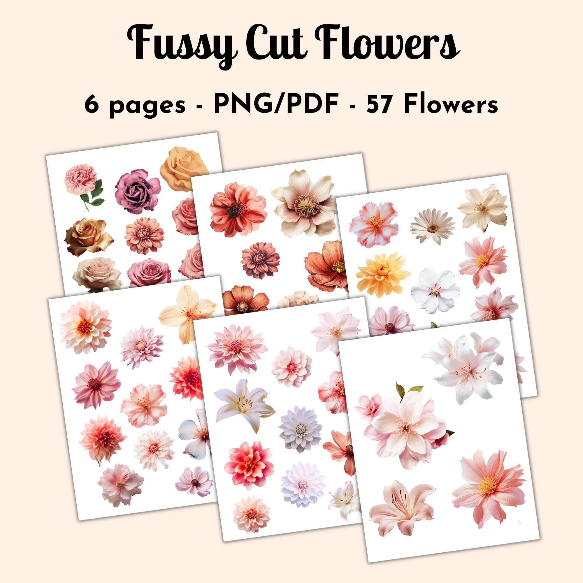 Printable Fussy Cut Flowers, Junk Journal, Paper Craft, Scrapbooking ...