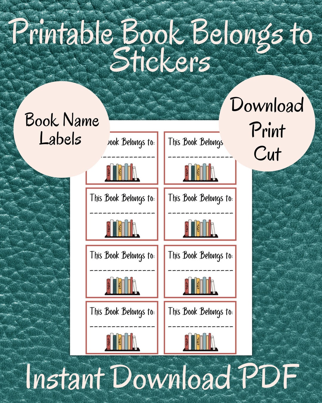 Printable Book Name Stickers Book Belongs to Stickers - Etsy