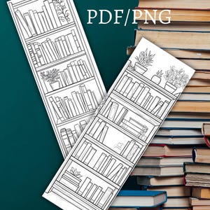 Printable 10 X Bookcase Coloring Bookmarks, Instant Download PDF/PNG - Etsy