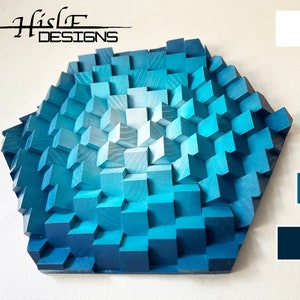 Wood Wall Art Hexagon Decor Geometric decor 3D Sound Diffuser Art Acoustic Panel Home Office Decor Music Studio Decor Home Renovation Art