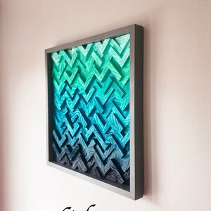 Decorative Wood Wall Art Gradient Decor Wall Art Aqua Tones Wall Art Decorator Geometric Wall Art