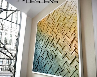 Dimensional Wood Wall Art, Modern Geometric Wooden Art, Large Gradient Wall Art Textured Statement Wall Decor Handmade Contemporary Wood Art