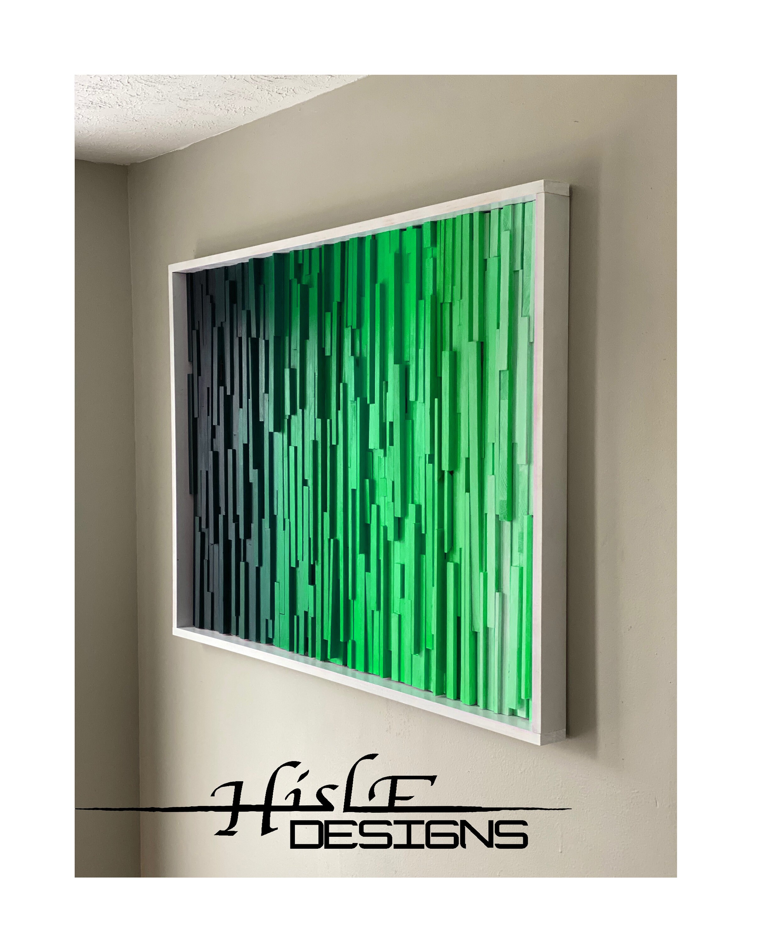 Green Gradient Art Dimensional Wall Art Dimensional Wood Etsy