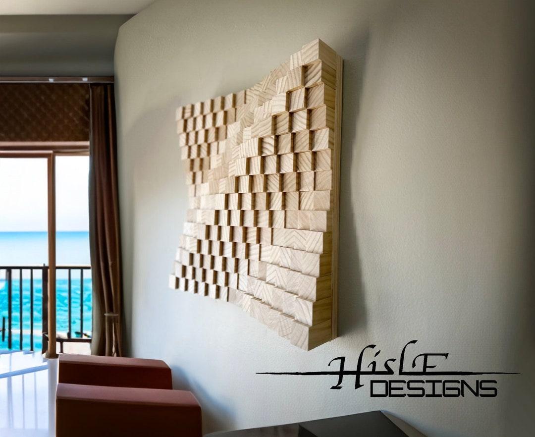 Handcrafted Geometric Wood Wave Wall Art, Modern Decor (28x28) - Etsy