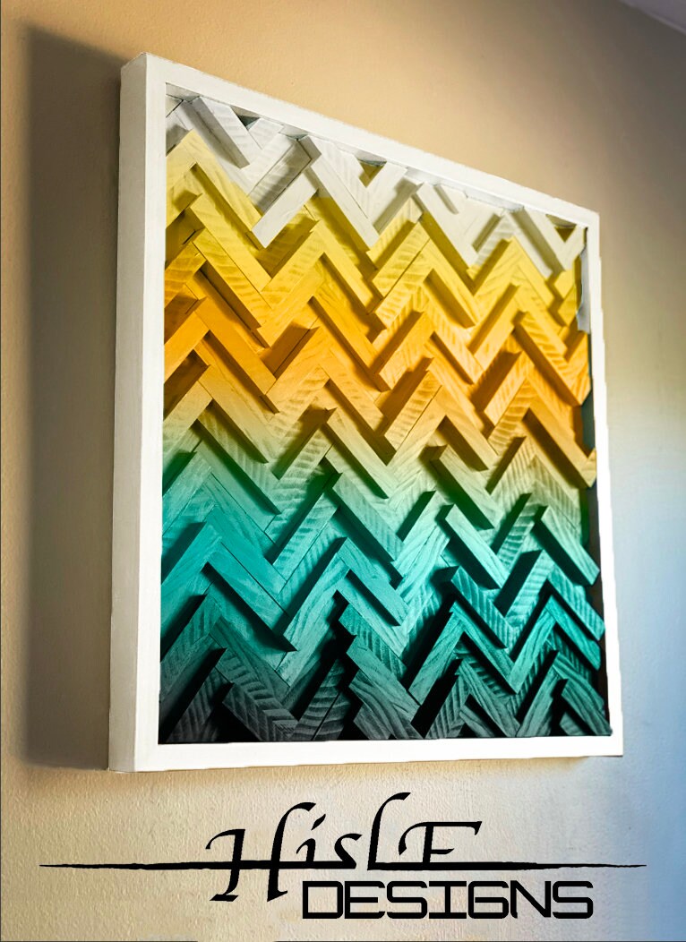 Wood Wall Art Mid Century Modern Art Dimensional Wall Art Etsy