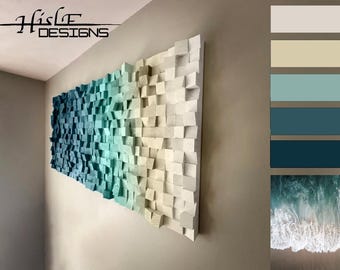 Ocean Wave Wood Wall Art – 3D Coastal Decor Sculpture (24x48)