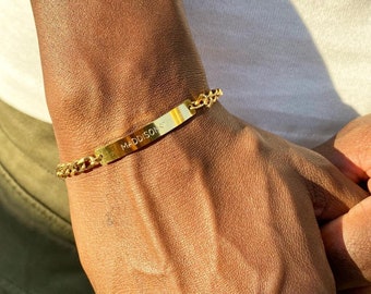 Herren Gold personalisierte wasserfeste Bar Armband wasserdichtes Armband