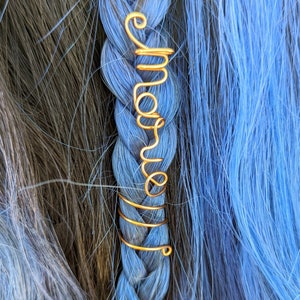 Gold or Silver Handmade Script Name Wire Hair Jewelry