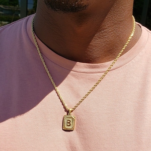 Waterproof Gold Men's Initial Necklace Letter Necklace