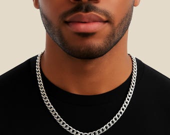 Men's Silver Cuban Link Chain Necklace