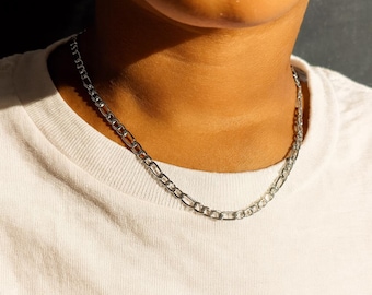 Kid's Silver Waterproof Figaro Chain Necklace