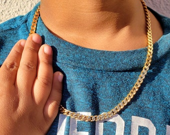 Collar de cadena cubana de oro para niños