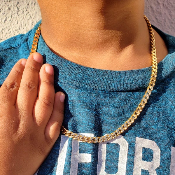 Collier chaîne cubaine en or pour enfant