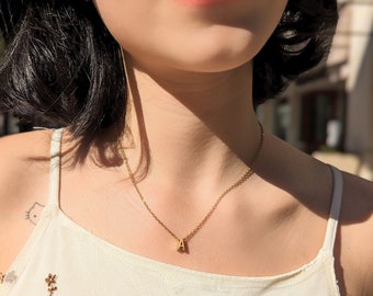 Waterproof Capital Letter Initial Necklace, Gold Initial Necklace, Block Letter Necklace