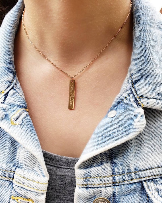 Etsy name bar sale necklace