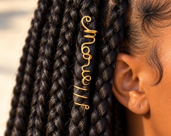 Gold or Silver Handmade Script Name Wire Hair Jewelry