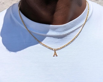 Men's Gold Figaro Initial Letter Necklace