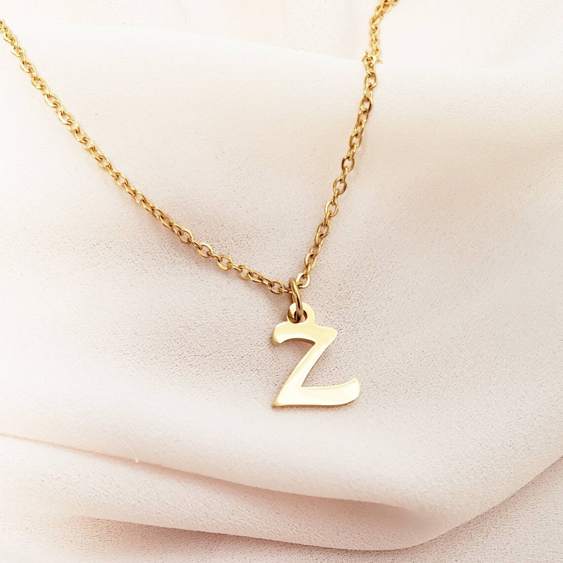 Letter Z Necklace Non Tarnish 18k Gold Filled Initial Etsy