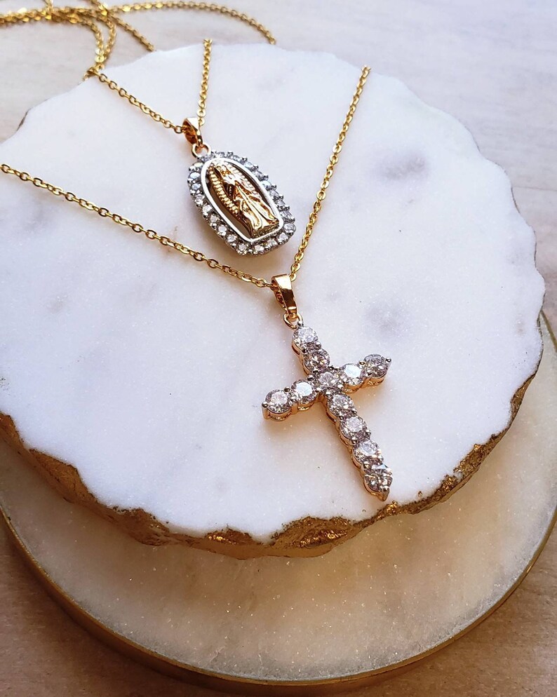 Virgin Mary Necklace Holy Mary Necklace Virgin Mary Pendant Etsy