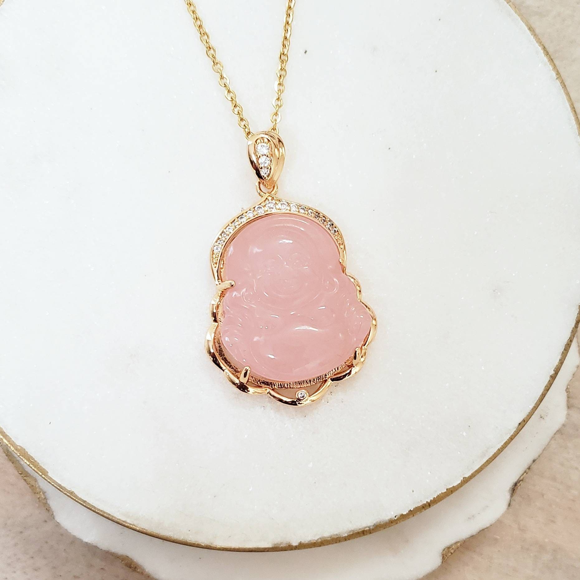 Pink Buddha Necklace Etsy