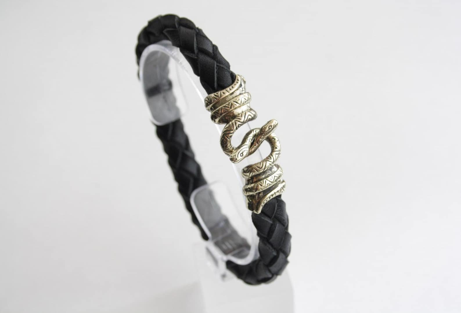 Bracelet Snakes / Handmade / Bronze / Genuine Leather Etsy