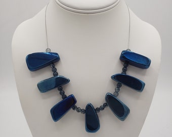 Handmade Blue Beaded Necklace.