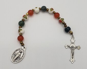 Handmade Red Rose Beaded One Decade Rosary