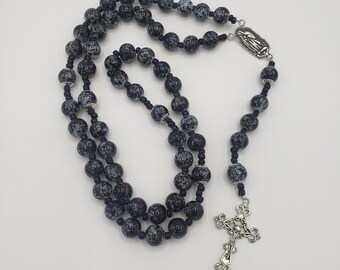 Handmade Black and Grey Beaded Catholic Rosary