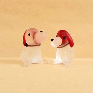 Miniature Glass Dog Figurines – Adorable Red-Eared Pair