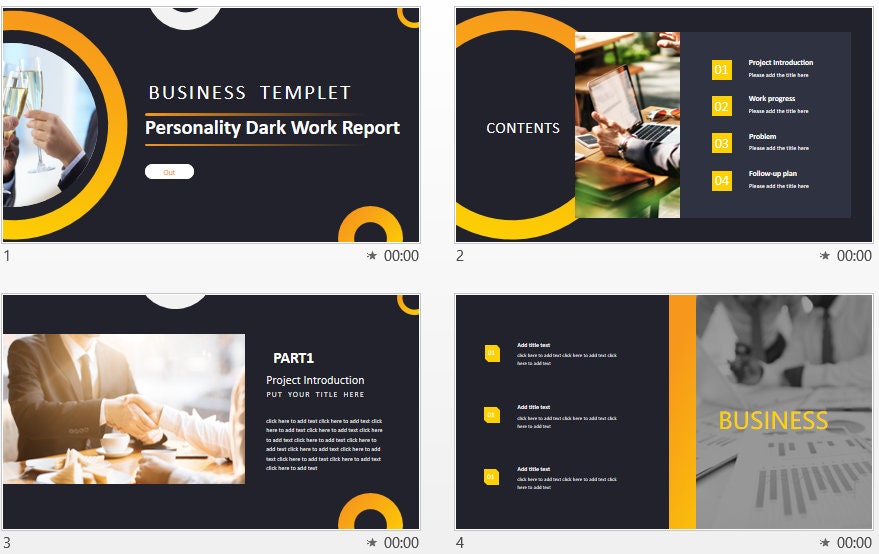 Black and Yellow Powerpoint Template Sales Powerpoint Etsy