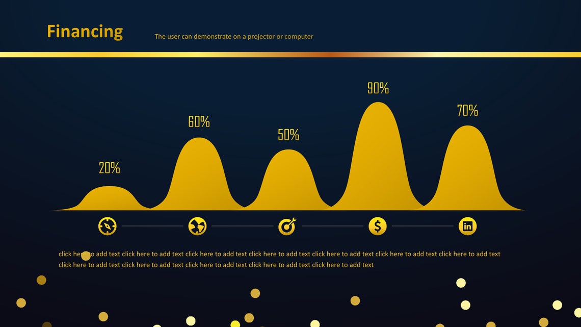 Elegant Blue and Gold Powerpoint Template, Dark Powerpoint, Business