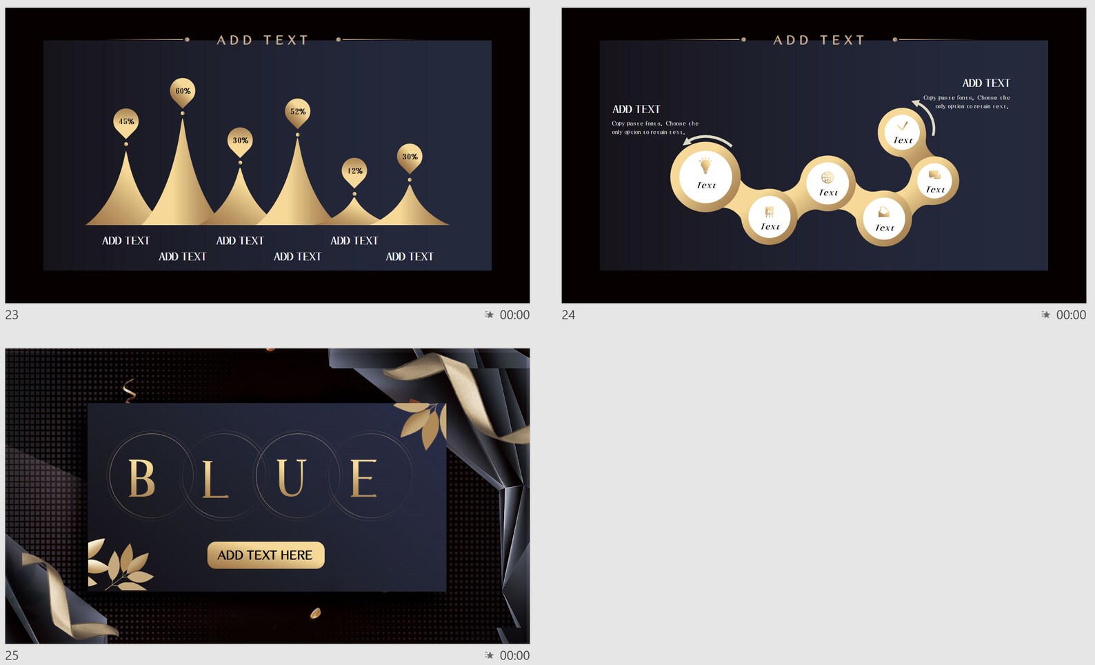 Dark Blue and Gold Powerpoint Template, Business Powerpoint, Editable