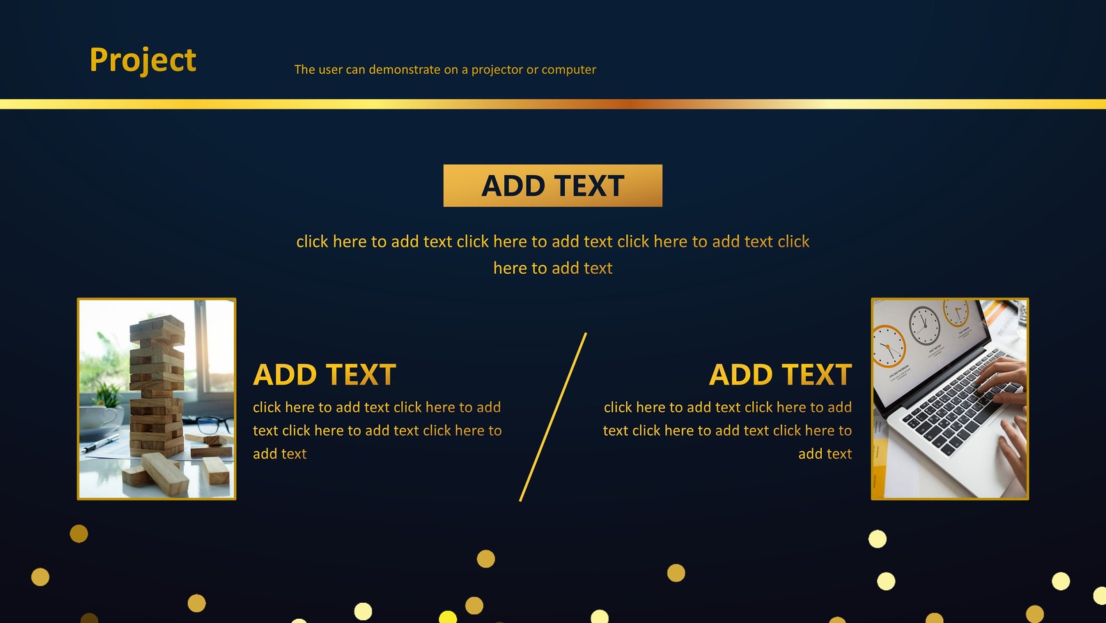 Elegant Blue and Gold Powerpoint Template, Dark Powerpoint, Business