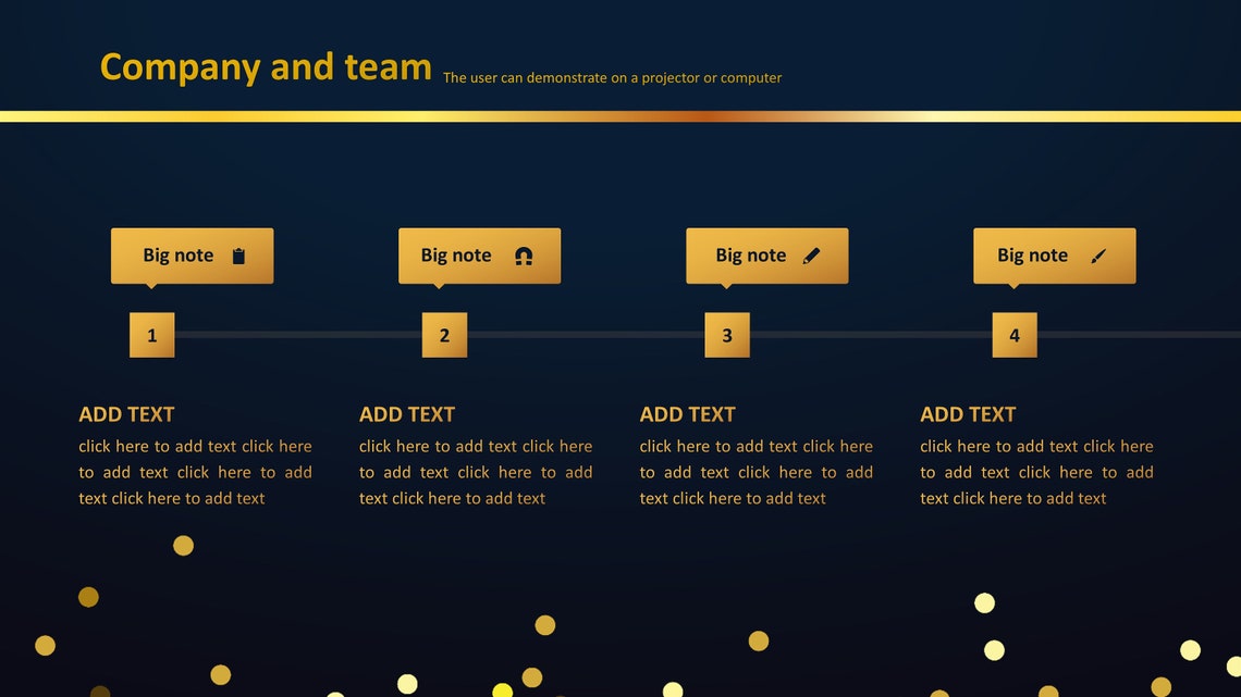 Elegant Blue and Gold Powerpoint Template, Dark Powerpoint, Business