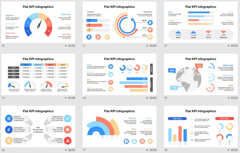 40 Slides, Blue and Yellow Powerpoint Infographic, PPT Chart