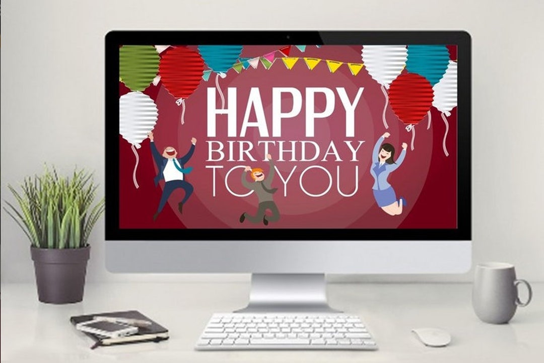 Modern Happy Birthday Powerpoint Template Pink Background - Etsy Modern Happy Birthday Powerpoint Template Pink Background - Etsy