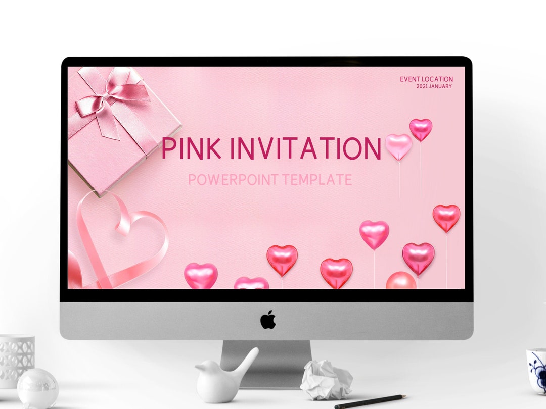 Pink Invitation Powerpoint Template Powerpoint Invitation Etsy