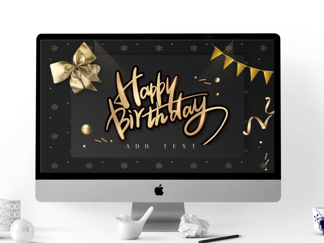 Modern Black Gold Birthday Party PPT Template Black and Gold - Etsy