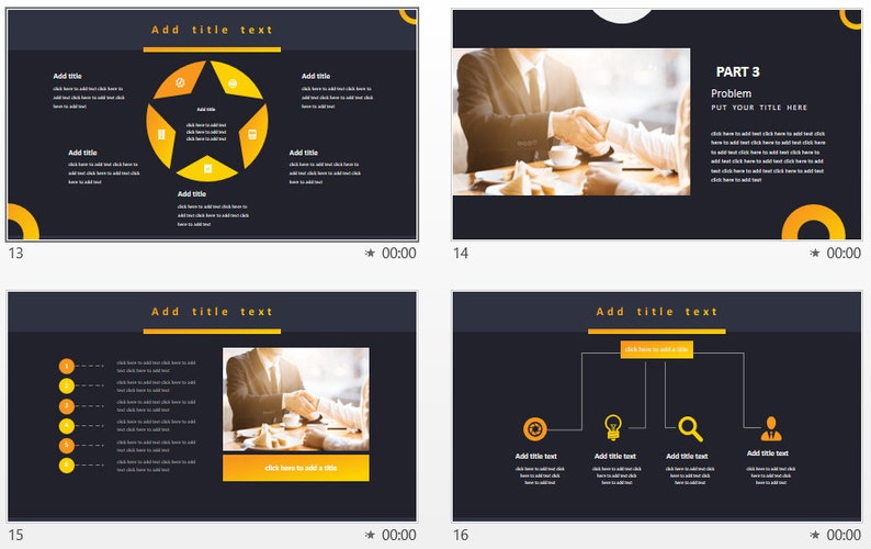 Black and Yellow Powerpoint Template Sales Powerpoint Etsy