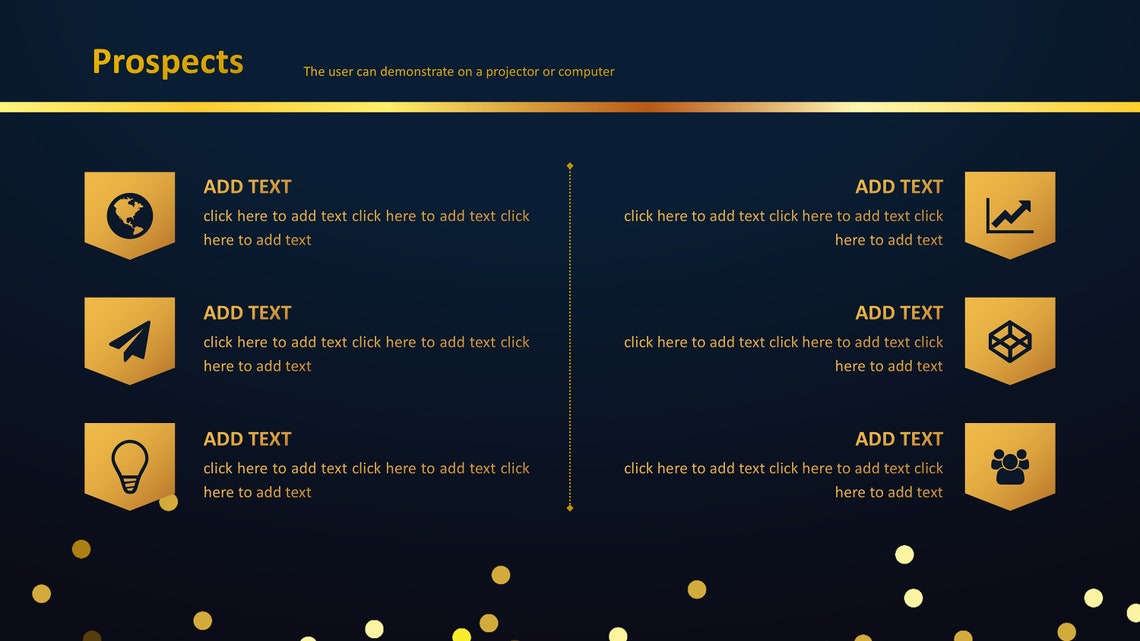 Elegant Blue and Gold Powerpoint Template, Dark Powerpoint, Business