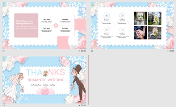 Paper PowerPoint Template PPTX Editable power point Pink Wedding ...