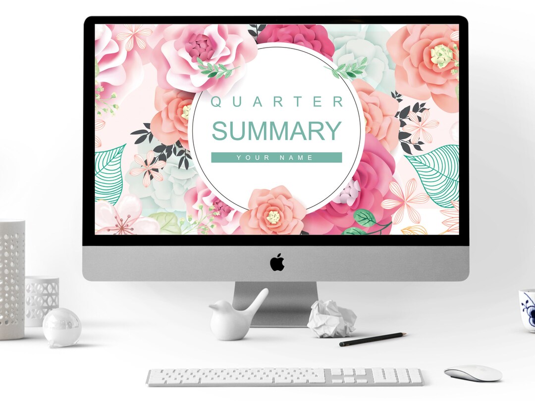 Pink Green Floral Powerpoint, Spring Powerpoint, Wedding PPT Template ...