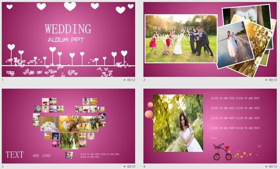 Paper PowerPoint Template PPTX Editable power point Pink Wedding ...