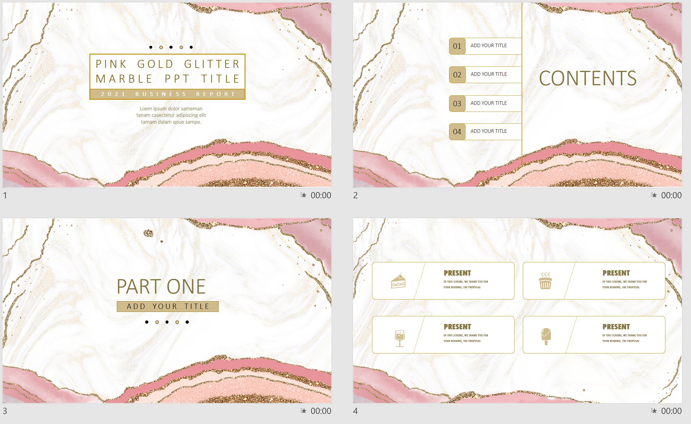 Pink and Gold Marble Business Powerpoint Template Gold Power Point ...